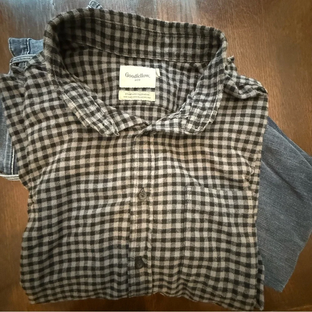 Goodfellow & Co Black and White Plaid lightweight Flannel Shirt Men’s XL - Picture 6 of 7